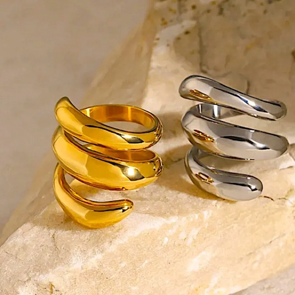 Gold Plated Geometric Ring, Creative, Design, Unique, Tre…